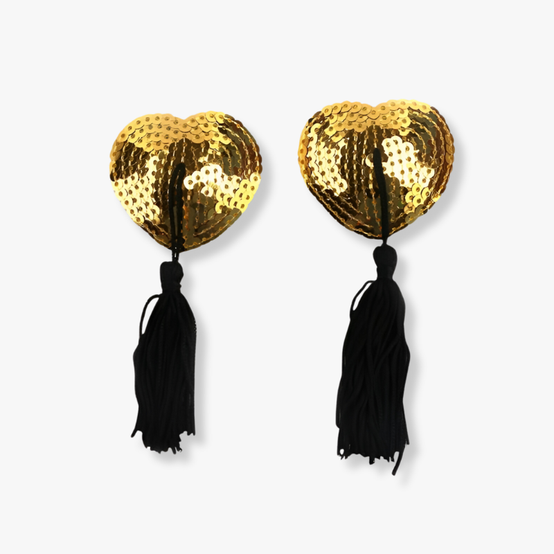 Cache-tétons pompon coeur - Gold