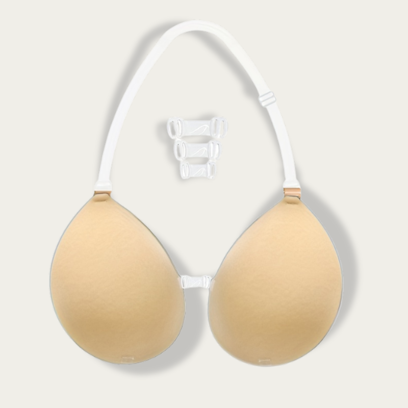 Soutien-gorge adhésif push-up avec bretelles - Beige