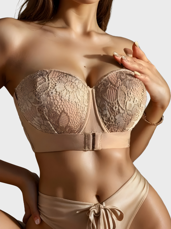 Soutien-gorge dentelle fleurie avec bretelles ajustables