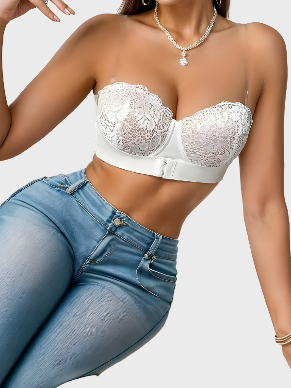 Soutien-gorge dentelle fleurie avec bretelles ajustables