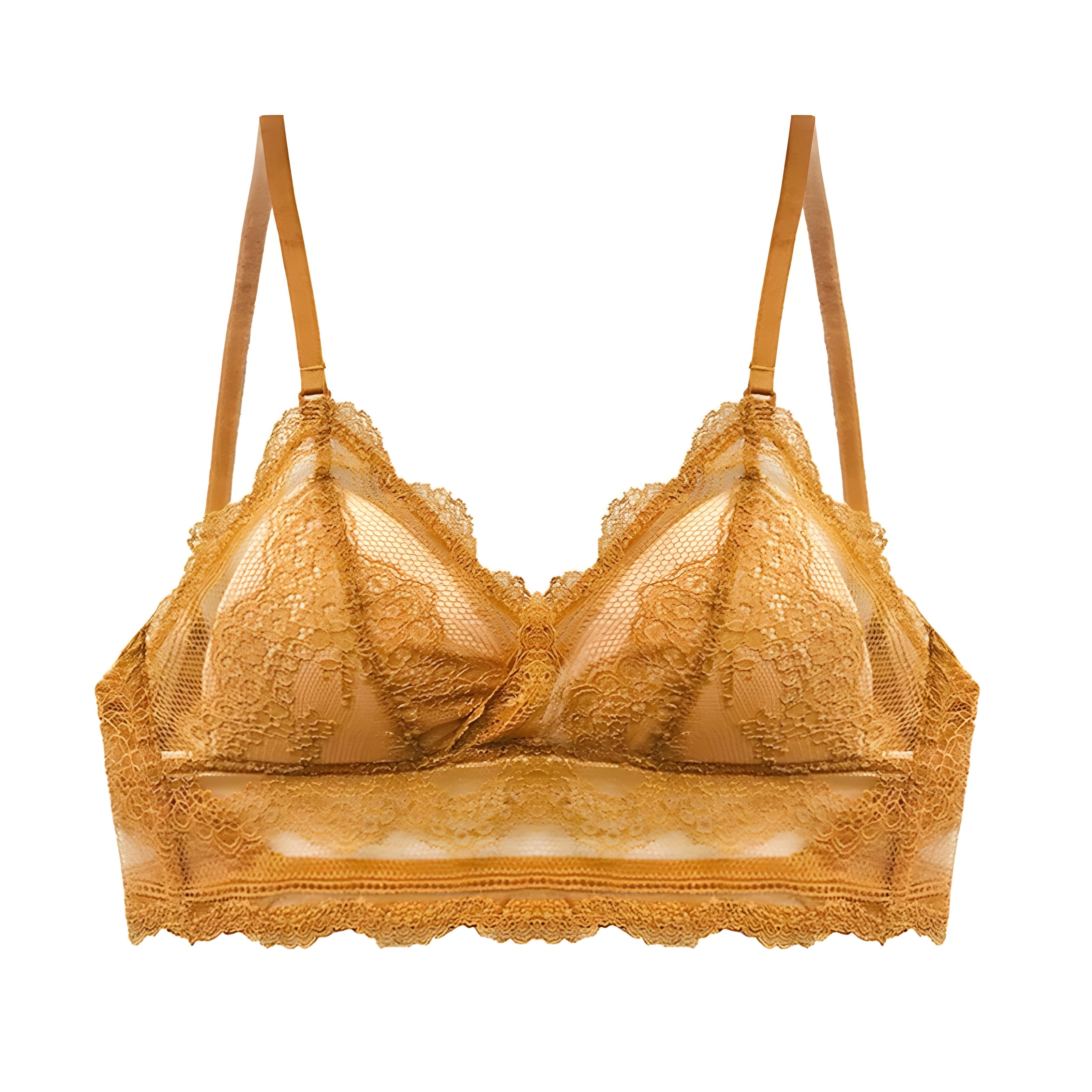 Soutien-gorge dos nu sexy en dentelle avec culotte - Or / S