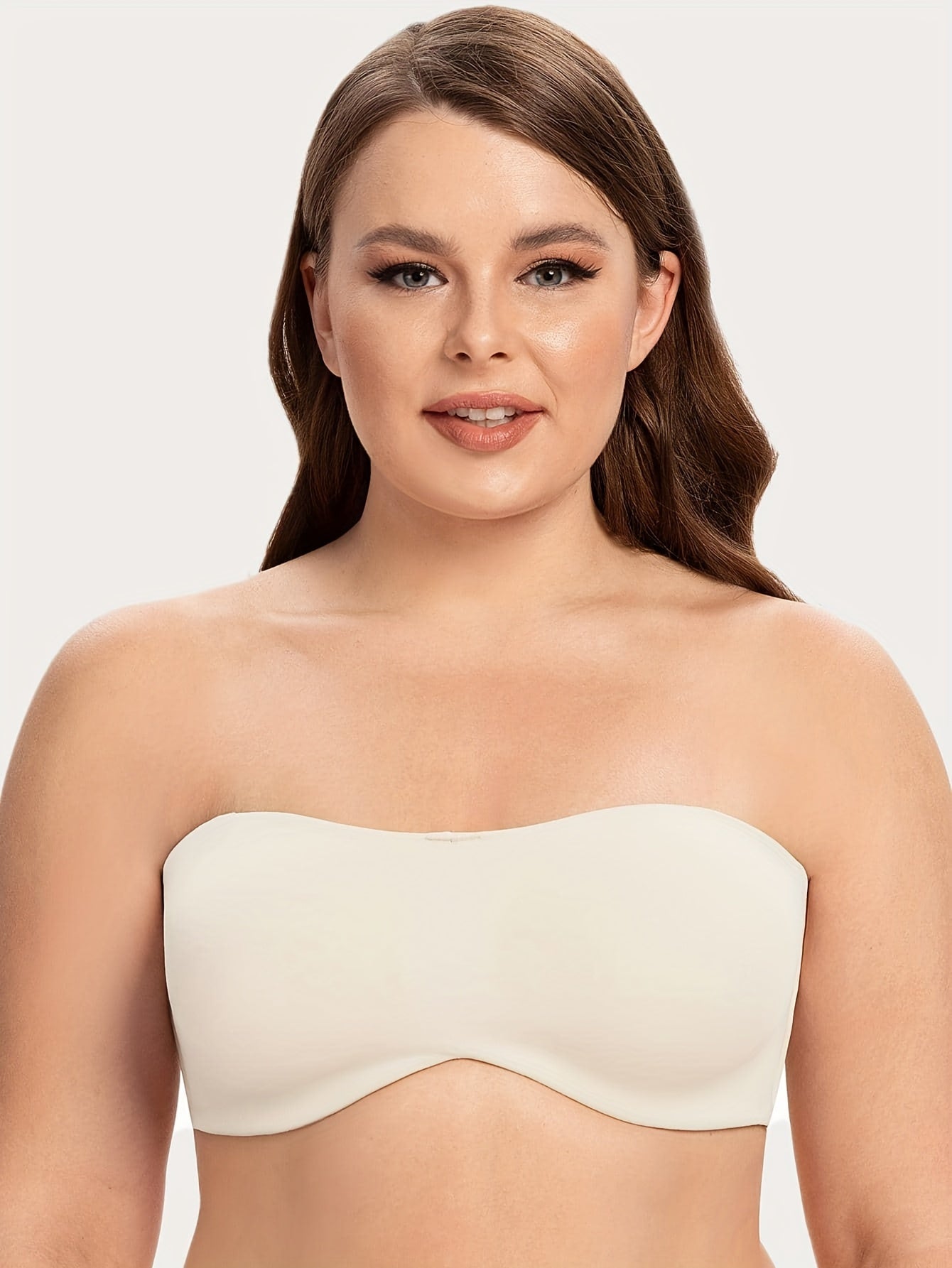 Soutien-gorge sans bretelle grande taille - Crème / 95E(80E)